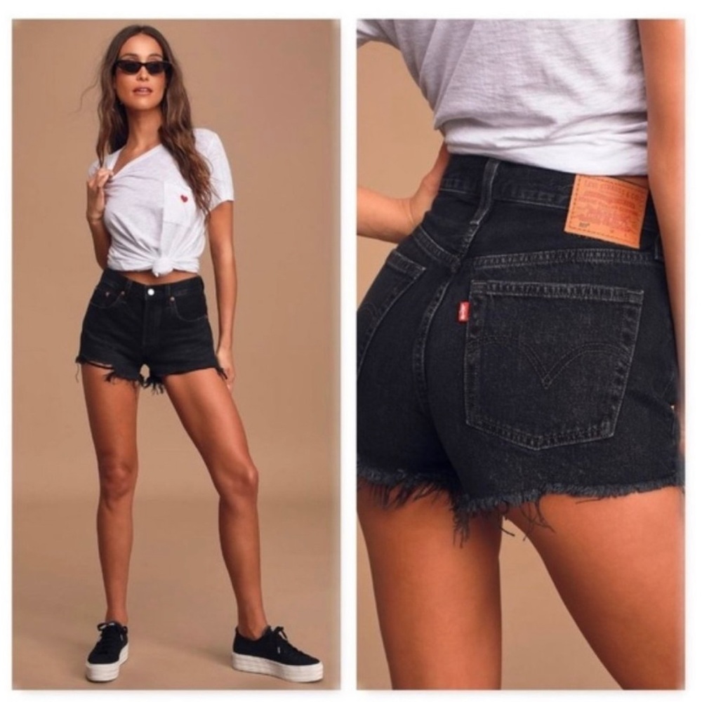 Levi's 501 Button Fly Black Cut Off Shorts Size 27